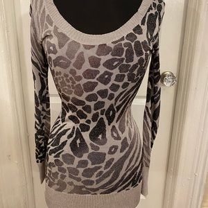 Animal print metallic rayon top